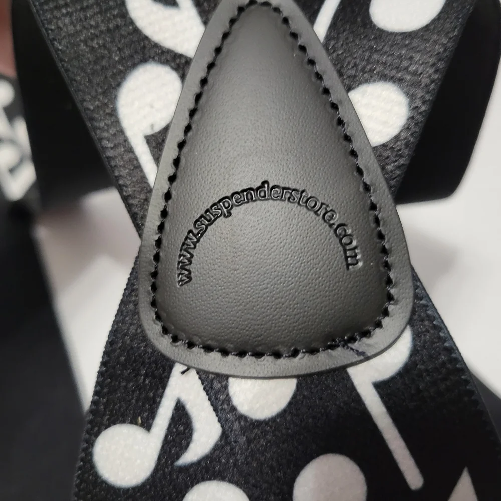 Men's Bold Musical Notes 48" Long 1.5" Adjustable Suspenders Made in USA - Picture 2 of 7